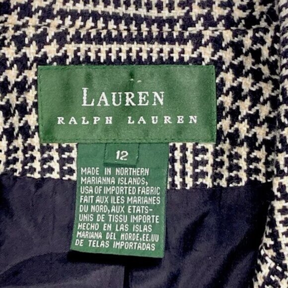 Lauren Ralph Lauren Blazer Size 12 Houndstooth Wool Silk Cashmere Classic Jacket - Picture 15 of 16